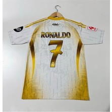 R.madridd 2024-25 Yeni Sezon Cristiano Ronaldo Yetişkin Forması (White-Gold)