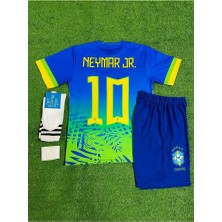 Brezilya 2024/25 Yeni Sezon Neymar Jr Çocuk Konsept Forması 4'lü Set (Maviyeşil)