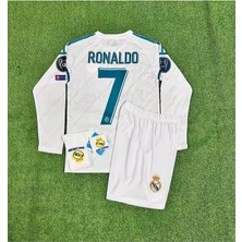 R.e.a.l M.a.d.r.i.d 2018 Kiev Cristiano Ronaldo Uzun Kol Çocuk Forması 4'lü Set (Armalı)