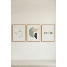 Tontilika Serenity Minimal Insan Figürü 3’lü Ahşap Çerçeveli Tablo Seti