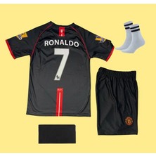 Manchester United Ronaldo 2008 Siyah Futbol Çocuk Forması 4'lü Set