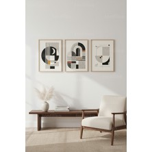 Tontilika Modern Soyut Geometrik Renk Blokları 3’lü Ahşap Çerçeveli Tablo Seti