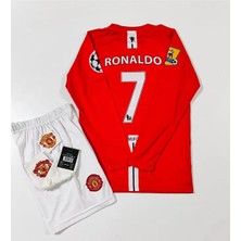 M.unitedd Moskova 2008 Sezonu Cristiano Ronaldouzun Kol Çocuk Forması 4'lü Set (Armalı)