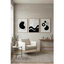 Tontilika Modern Soyut Geometrik Formlar 3’lü Ahşap Çerçeveli Tablo Seti