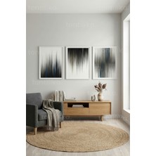 Tontilika Modern Soyut Dikey Çizgiler 3’lü Ahşap Çerçeveli Tablo Seti