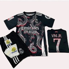 R.madridd 2024/25 Yeni Sezon Vini Jr Konsept Çocuk Forması 4'lü Set (Armalı-Red-Black)