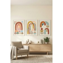 Tontilika Modern Soyut Pastel Yaylar 3’lü Ahşap Çerçeveli Tablo Seti