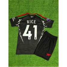 Arsenal 2024/25 Yeni Sezon Declan Rice Deplasman Çocuk Forması 2'li Set (Black)