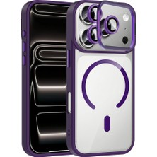 Apple iPhone 17 Pro Kılıf Standlı ve Kamera Lens Hediyeli M-Safe Şarj Özellikli Zore Etro Kapak