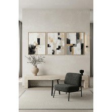 Tontilika Nötr Tonlarda Modern Soyut Geometrik Sanat 3’lü Ahşap Çerçeveli Tablo Seti