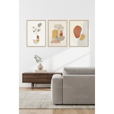 Tontilika Modern Soyut Organik ve Geometrik Desenler 3’lü Ahşap Çerçeveli Tablo Seti
