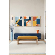 Tontilika Modern Geometrik Soyut Tasarımlı 3’lü Ahşap Çerçeveli Tablo Seti