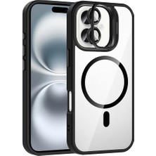 Apple iPhone 17 Kılıf Standlı ve Kamera Lens Hediyeli M-Safe Şarj Özellikli Zore Etro Kapak