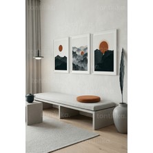 Tontilika Minimalist Dağ ve Gün Batımı 3’lü Ahşap Çerçeveli Tablo Seti