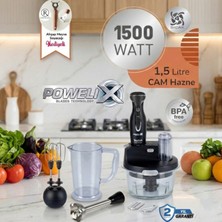 Tefal 1500W Yüksek Güç 1,5 Litre Cam Hazneli Buz Kırıcı Dilimleyici ve Rende 4 Bıçaklı Powelix Doğrayıcı Mutfak Robotu