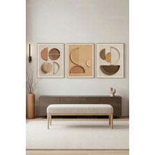 Tontilika Modern Toprak Tonları 3’lü Ahşap Çerçeveli Tablo Seti