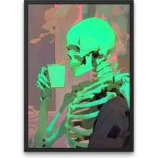 Ölesiye Yorgun Neon Iskelet Poster | Çerçevesiz