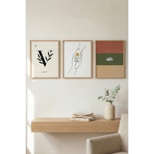Tontilika Minimal Ilham 3’lü Ahşap Çerçeveli Tablo Seti - Modern Sade Duvar Dekoru