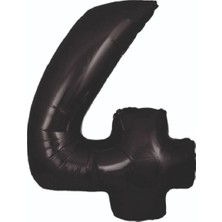 Deniz Parti 4 Rakam Siyah Folyo Balon 34''- 76 cm