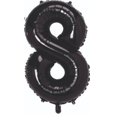 Deniz Parti 8 Rakam Siyah Folyo Balon 34''- 76 cm