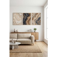 Tontilika Modern Agat ve Jeode Desenli 3’lü Ahşap Çerçeveli Tablo Seti