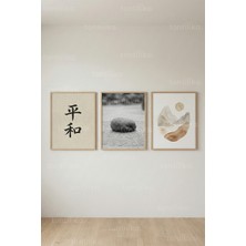 Tontilika Zen Minimal Japanese Calm 3’lü Ahşap Çerçeveli Tablo Seti