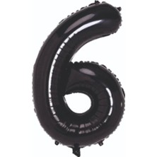 Deniz Parti 6 Rakam Siyah Folyo Balon 34''- 76 cm