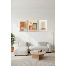 Tontilika Modern Minimalist Yaşamın Soyut Iç Mekanları 3’lü Ahşap Çerçeveli Tablo Seti