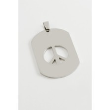 Zero Land Muratech Barış Işareti Çelik Kolye Ucu 3x5 Cm-Gümüş Rengi