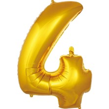 Deniz Parti 4 Rakam Altın Folyo Balon 34''- 76 cm