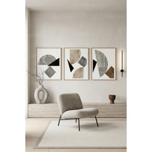 Tontilika Modern Soyut Geometrik Sanat 3’lü Ahşap Çerçeveli Tablo Seti