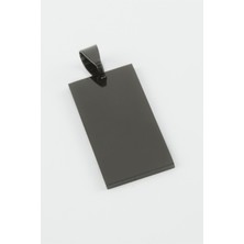 Zero Land Muratech Dikdörtgen Isim Yazılabilir Çelik Kolye Ucu 1,6x3,5 Cm-Siyah