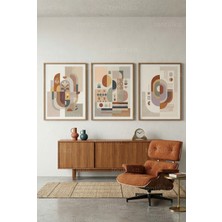 Tontilika Soyut Modern Geometrik Formlar 3’lü Ahşap Çerçeveli Tablo Seti