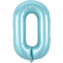Deniz Parti 0 Rakam Mavi Folyo Balon 34''- 76 cm