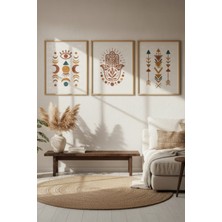 Tontilika Boho Minimalist Semboller 3’lü Ahşap Çerçeveli Tablo Seti