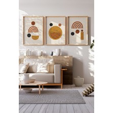 Tontilika Geometrik Minimalist 3 Parçalı Ahşap Çerçeveli Tablo Seti