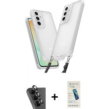 Marsilyan™- Galaxy A25 5g Kılıf Ufuk Klasik - Şeffaf Pasifik Cam Ekran Koruyucu + Siyah Valdez Metal Kamera Lens