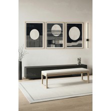 Tontilika Modern Geometrik Soyut Sanat 3’lü Ahşap Çerçeveli Tablo Seti