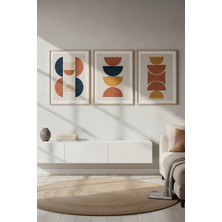 Tontilika Minimalist Geometrik Desenli 3’lü Ahşap Çerçeveli Tablo Seti