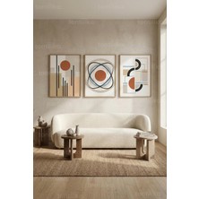 Tontilika Modern Geometrik Uyum 3’lü Ahşap Çerçeveli Tablo Seti