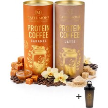 Caffe Mont Protein Coffee Caramel+Latte - 32 Servis - 2x480 gr - Hediye Shaker