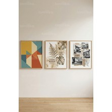 Tontilika Modern Eclectic Design 3’lü Ahşap Çerçeveli Tablo Seti