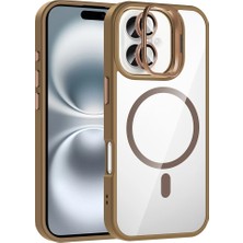 Apple iPhone 17 Kılıf Standlı ve Kamera Lens Hediyeli M-Safe Şarj Özellikli Zore Etro Kapak