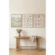 Tontilika Vintage Cottage Floral 3’lü Ahşap Çerçeveli Tablo Seti