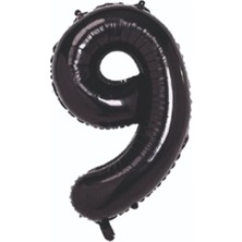 Deniz Parti 9 Rakam Siyah Folyo Balon 34''- 76 cm