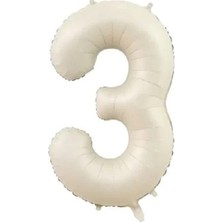 Deniz Parti 3 Rakam Krem Folyo Balon 34''- 76 cm