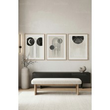 Tontilika Modern Soyut Geometrik Formlar 3’lü Ahşap Çerçeveli Tablo Seti