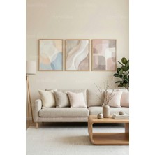 Tontilika Soft Pastel Soyut Formlar 3’lü Ahşap Çerçeveli Tablo Seti