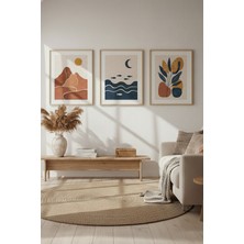 Tontilika Minimalist Doğa Illüstrasyonu 3’lü Ahşap Çerçeveli Tablo Seti