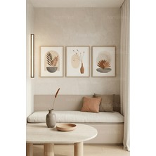 Tontilika Modern Minimalist Doğal Botanik 3’lü Ahşap Çerçeveli Tablo Seti